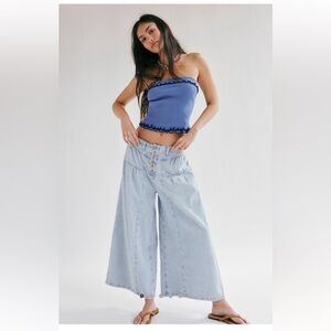 We The Free Blossom Pull-On Jeans Light Sunny Day Wide Leg Baggy Size Large